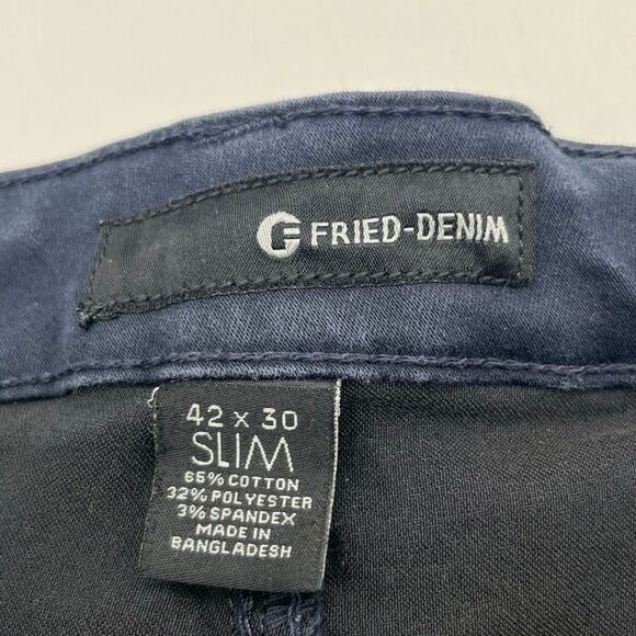 FRIED DENIM Men’s Slim Jeans 42x30 Dark Blue Stretch Cotton Blend Classic Fit - Picture 7 of 16